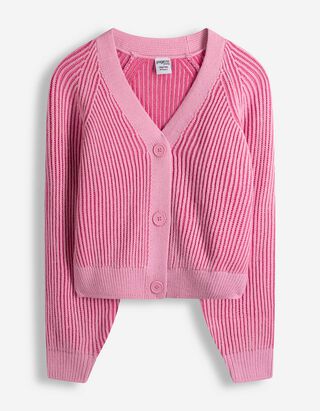 Strickjacke - Streifen - Rosa