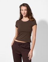 Tricou - Bumbac - Maro inchis