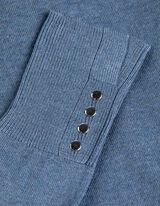 Pletený sveter - Ozdobné gombíky - tmavomodra