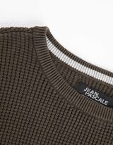 Strickpullover - Waffelstruktur - dunkelgr&uuml;n