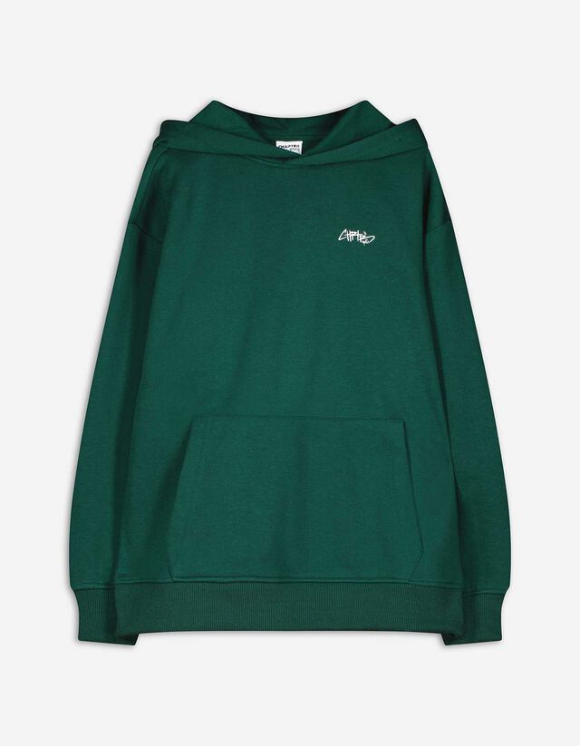 Hoodie - Tekstprint - donkergroen