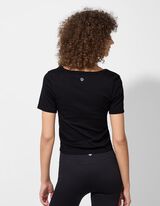 Cămașă cropped - Structură cu nervuri - Negru