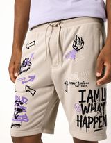 Shorts - Allover-Print - Beige