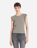 Shirt - Mouwen met volants - lichtgrijs