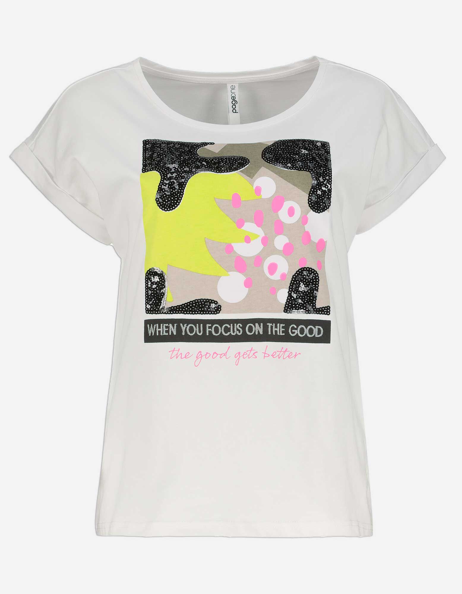 T-shirt - Ornement paillet&eacute; - blanc