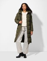 Prošívaný kabát - Nastavitelný spodní okraj - tmave zelena