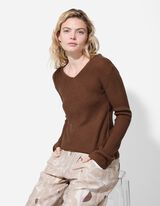 Pletený sveter - Jednofarebný - hneda