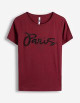 Tričko - Ozdobn&eacute; kam&iacute;nky - tmave cerven&aacute;