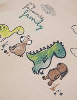 Zestaw body z długim rękawem, spodniami, t-shirtem, skarpetkami i śliniakami - Dinozaur - ciemny niebieski