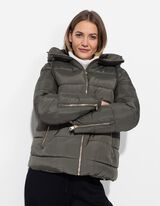 Dygsniuota striukė - Įvertas rai&scaron;telis apačioje - tamsiai zalias