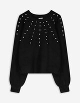 Strickpullover - Ziersteine - schwarz