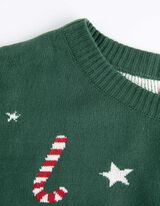 Pleteni pulover - Božić - zeleno