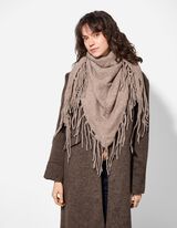 Bandana triangolare - Frange alle estremità - marrone