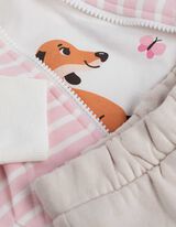 Ensemble comprenant une sweat veste, un pantalon et un T-shirt - Imprimé - blanc