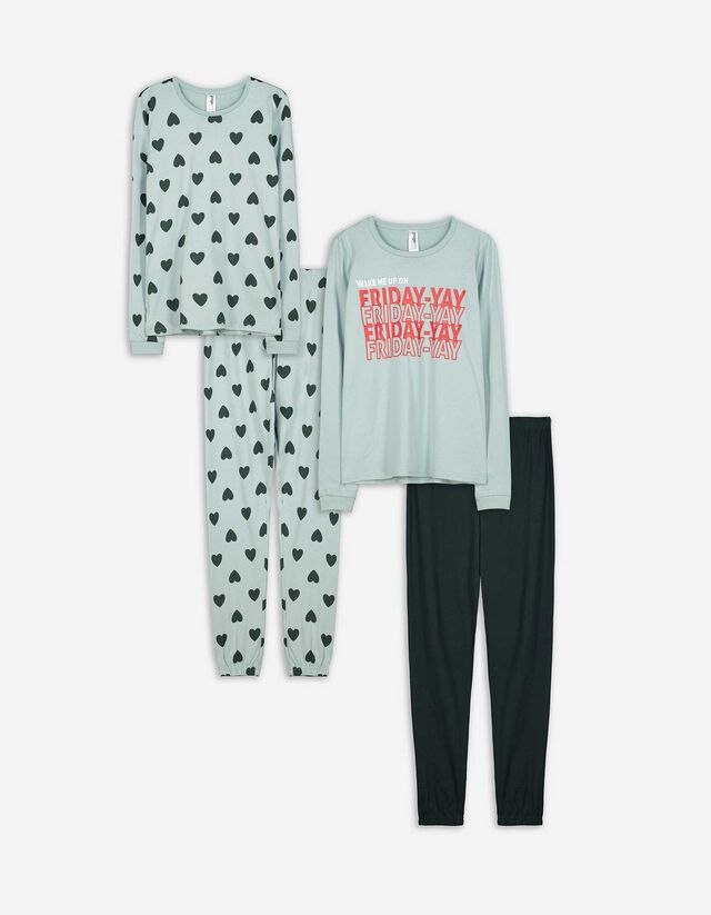 Set de pijama format din cămașă cu mânecă lungă și pantaloni  - Pachet de 2