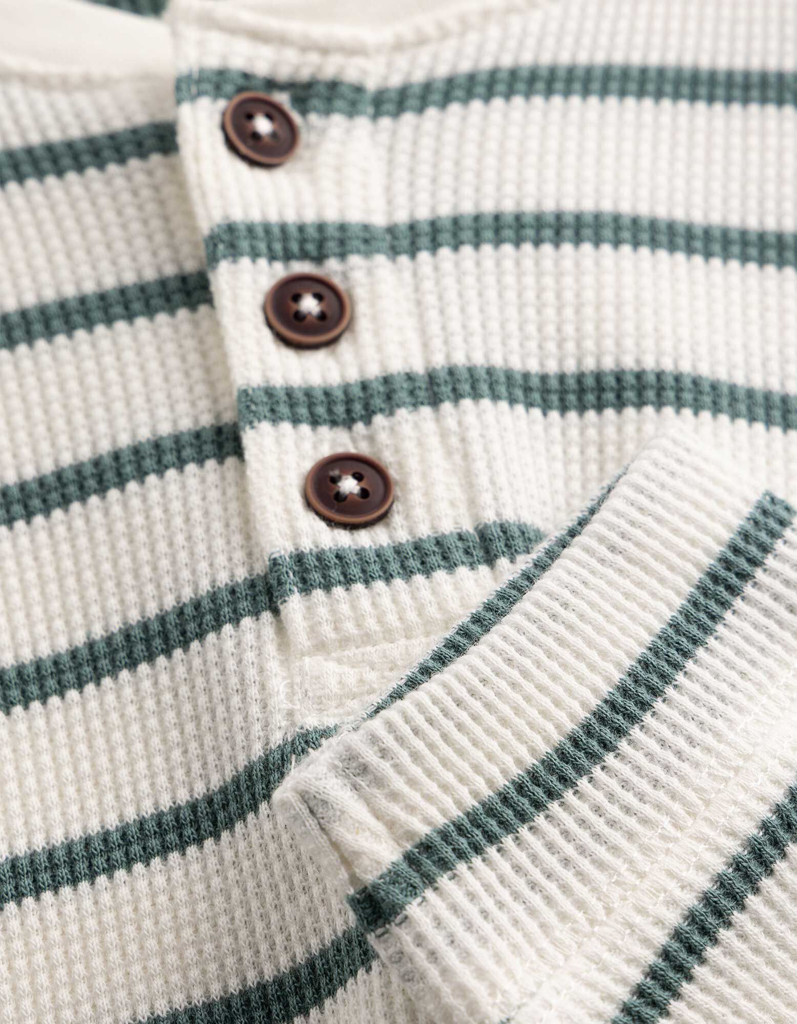 Langarmshirt - Waffelstruktur - Off-White
