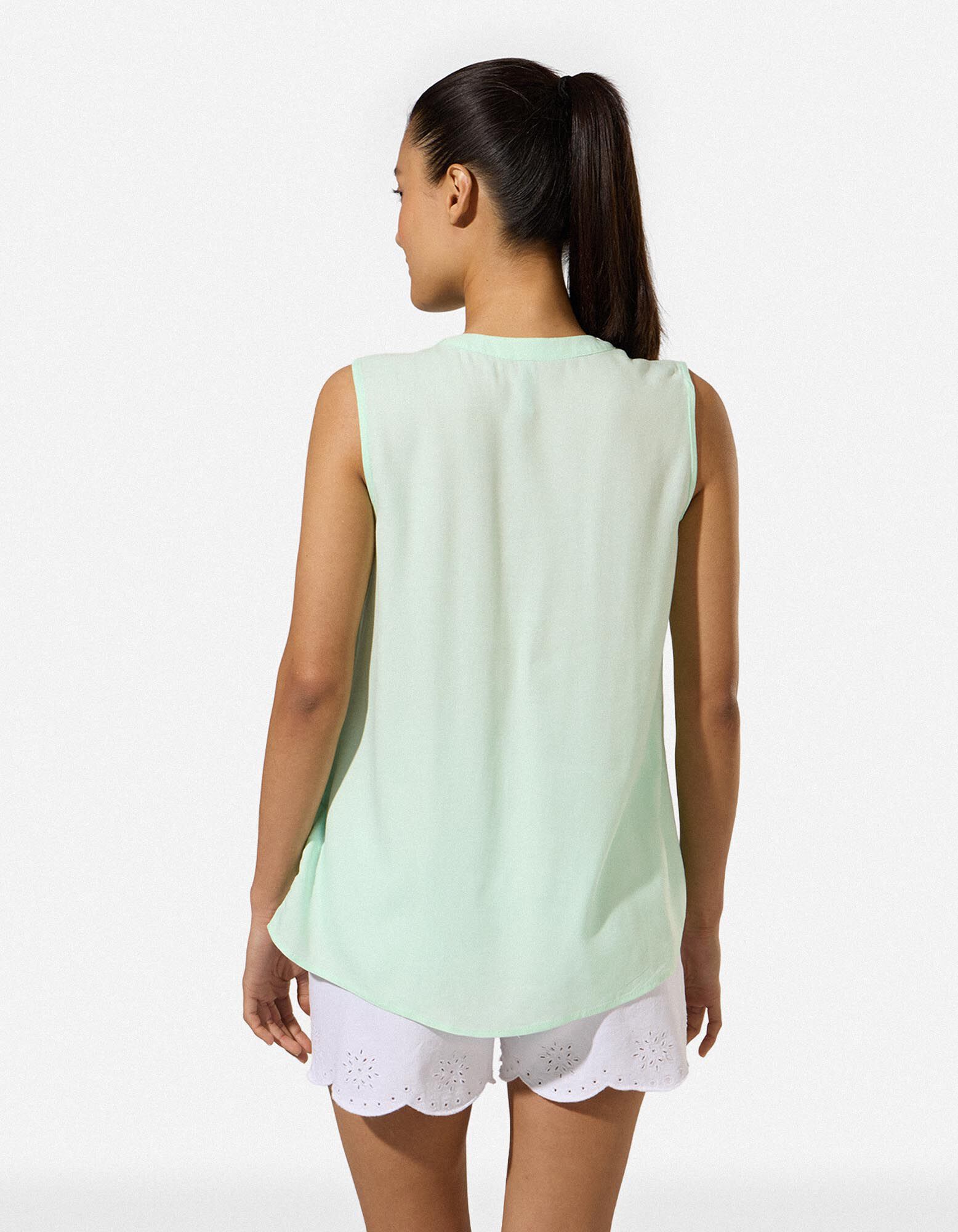 blousetop - Effen - Lichtgroen