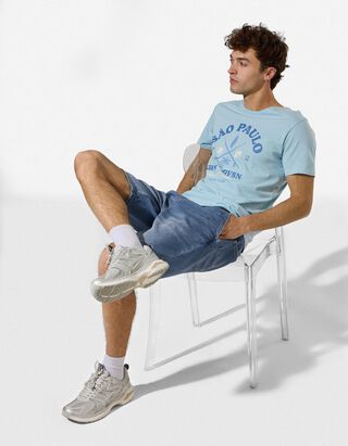 Jeansshorts - Jogger Fit - blau