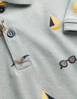 Poloshirt - Allover-Print - t&uuml;rkis