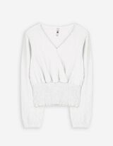 Maglia a manica lunga - Aspetto grinzoso - bianco