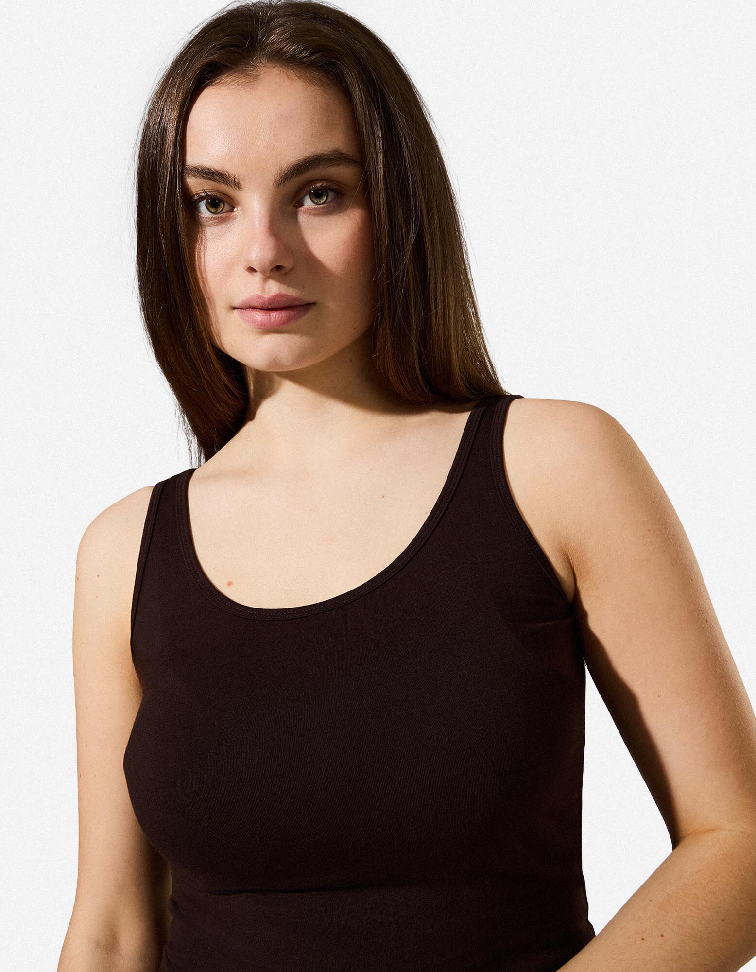 Top sans manches - Teneur en stretch - brun fonc&eacute;