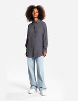 Bluză cu mânecă lungă - Muselină - Gri inchis