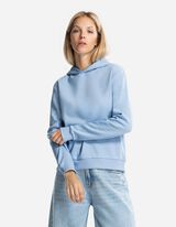 Felpa con cappuccio - Bordatura a costine - celeste