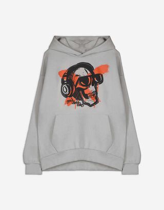 Hoodie - Oversized Fit - hellgrau
