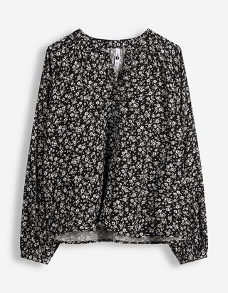 Bluse - Florales Muster - Schwarz