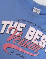 koszulka z długim rękawem - błyszczący nadruk - niebieski