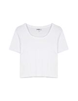 Cropped shirt - Geribde structuur - wit