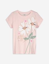 T-shirt - błyszczący nadruk - rozowy