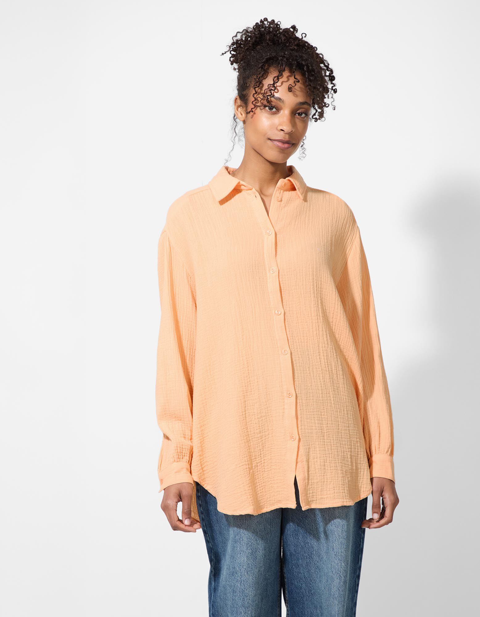 Camicia blusata - Mussola - bianco - Takko Fashion