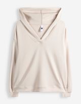 Hoodie - V-Ausschnitt - beige