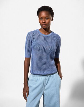 Strickpullover - Baumwoll-Mix - dunkelblau