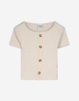 T-shirt - Geribd - beige
