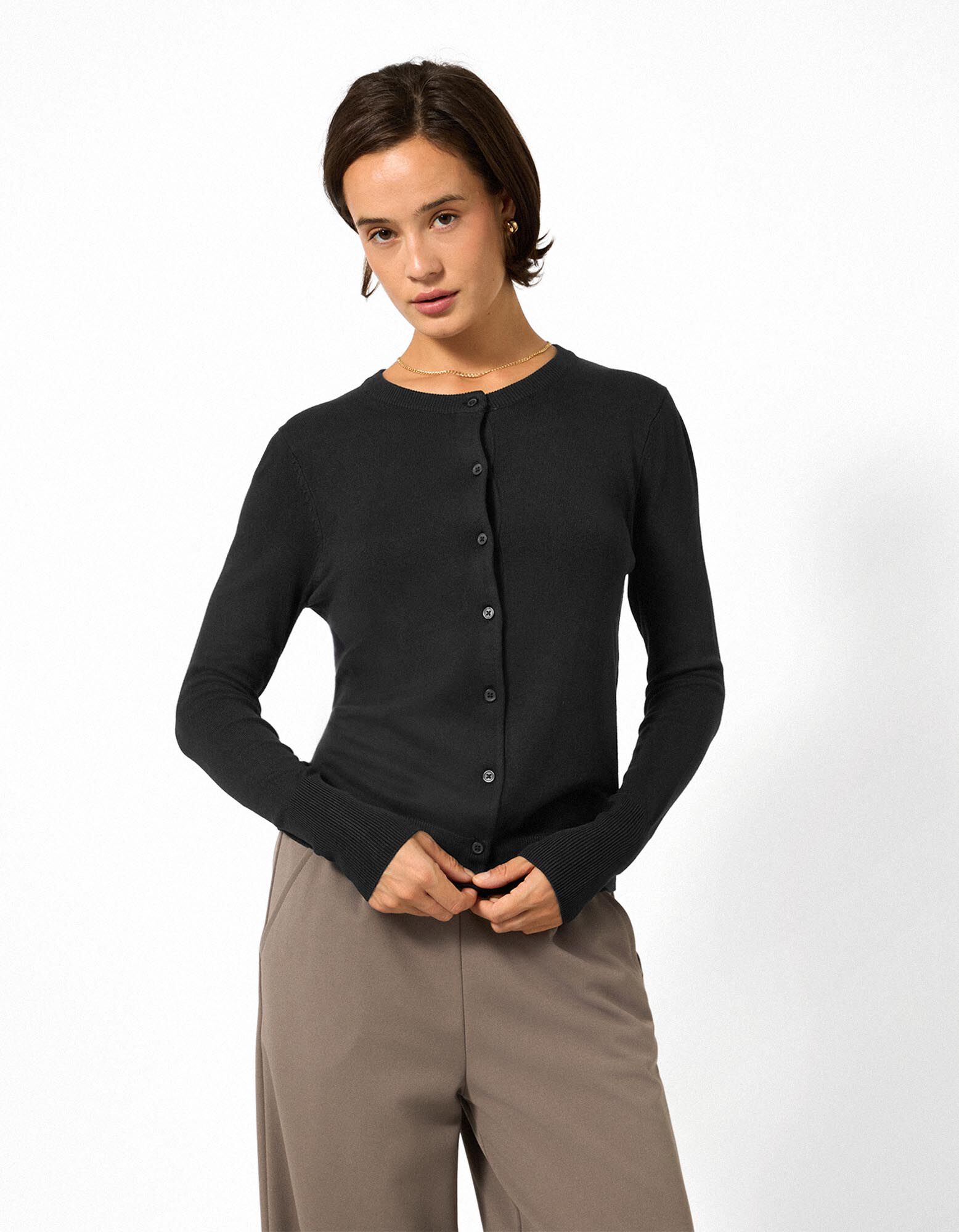 Strickjacke - Feinstrick - Schwarz