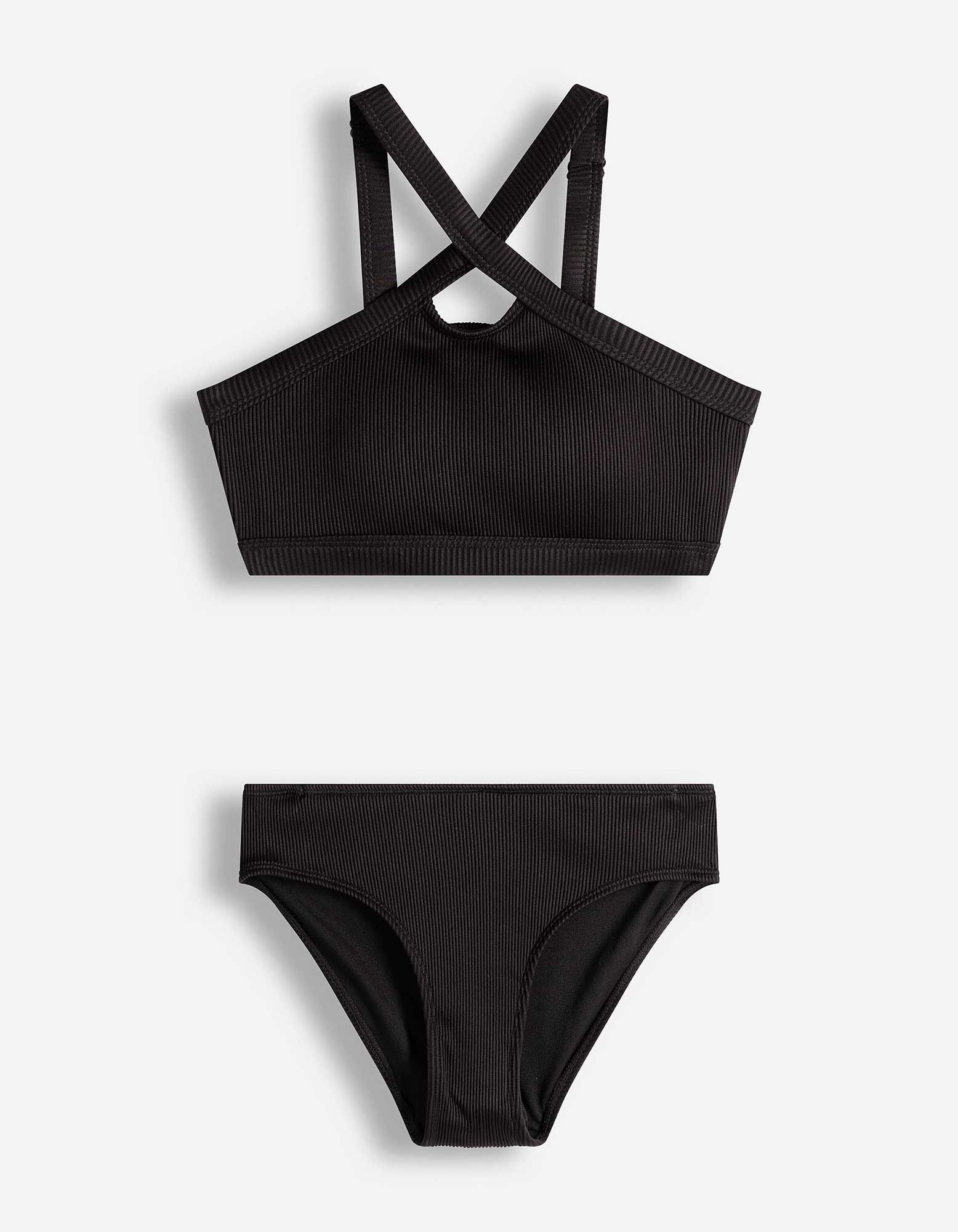 Ensemble haut de bikini et slip de bikini - Mati&egrave;re structur&eacute;e - noir