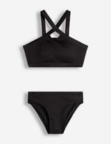 Ensemble haut de bikini et slip de bikini - Mati&egrave;re structur&eacute;e - noir