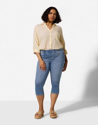 Caprihose - Elastischer Bund - Hellblau