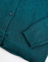 rozpinany sweter - materiał brokatowy - ciemny zielony