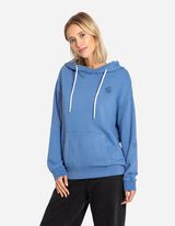 Kapuutsiga dressipluus - kulutatud v&auml;limusega - helesinine