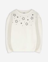 Sweatshirt - Ziersteine - weiß
