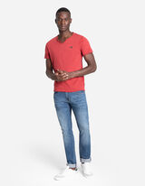 T-shirt - dekolt serafino - ciemny czerwony