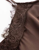 Top - Spitzenbesatz - dunkelbraun
