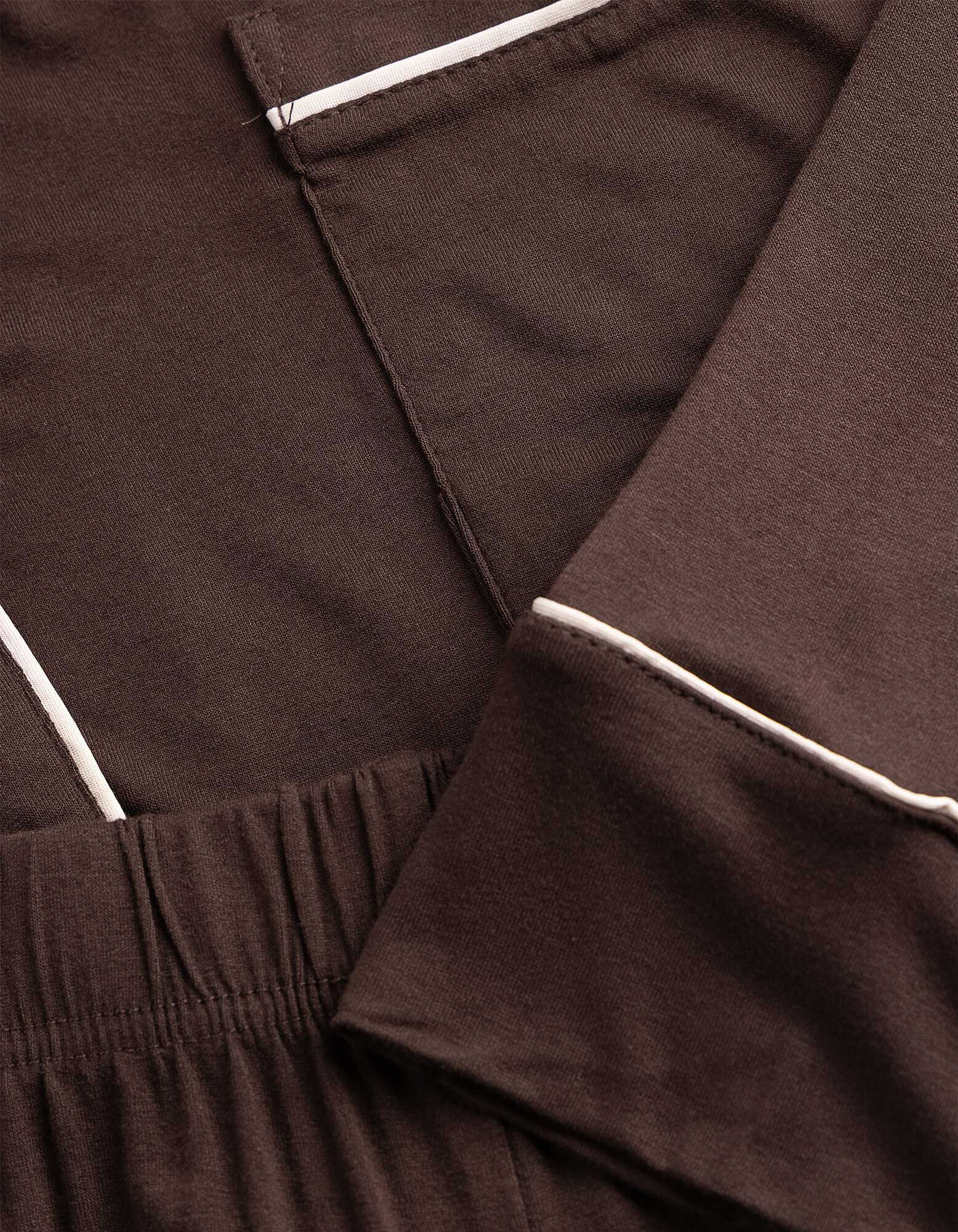 Pyjama Set aus Shirt und Hose - Viskose-Mix - Braun