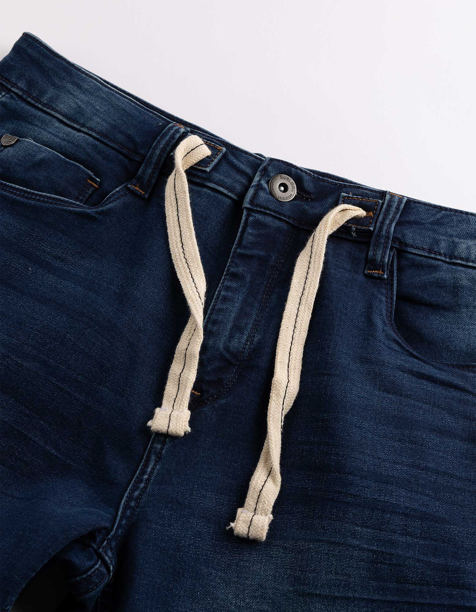 Short - D&eacute;tail nou&eacute; - bleu fonc&eacute;