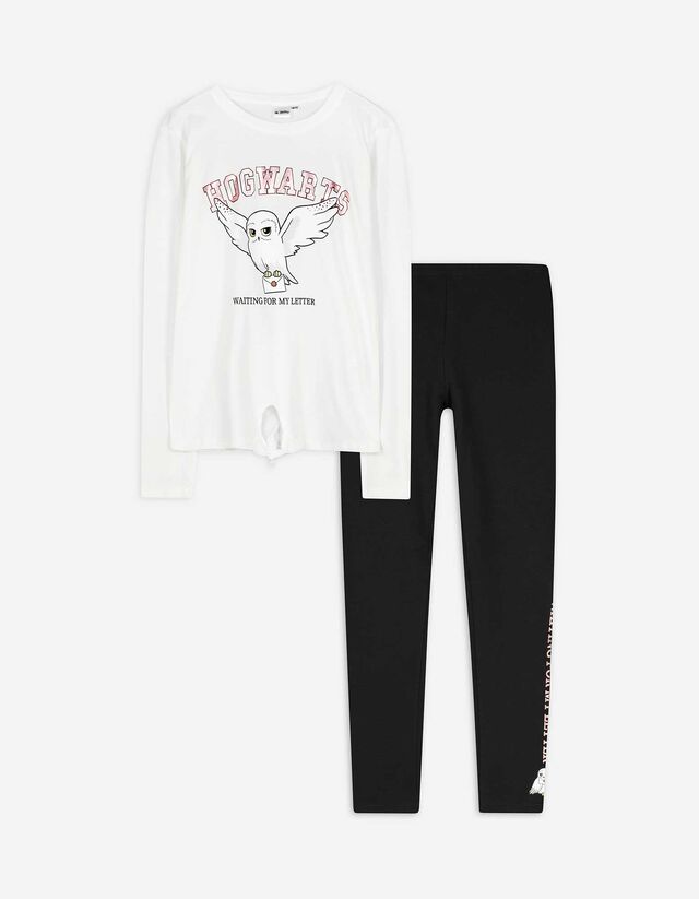 Set di maglietta a maniche lunghe e leggings - Harry Potter - bianco
