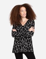 bluzka koszulowa - dekolt w serek - czarny