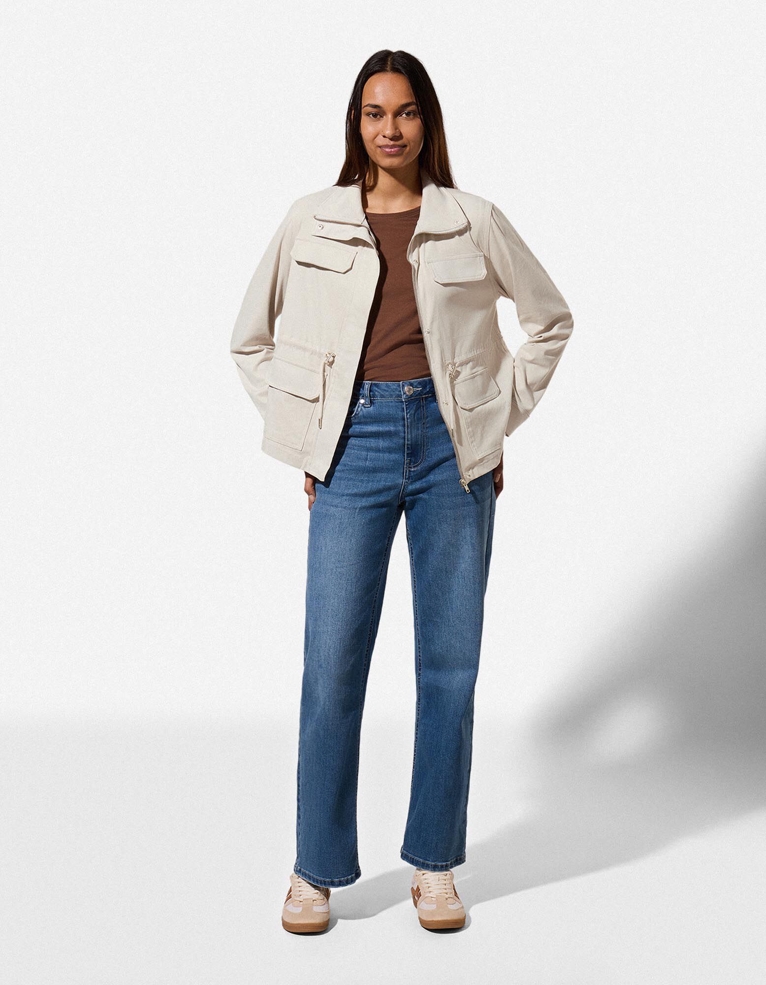 Jacke - Kunstleder - beige